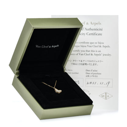 Van Cleef & Arpels 18K Yellow Gold Mother of Pearl Sweet Alhambra Butterfly Pendant Necklace 5 of 5