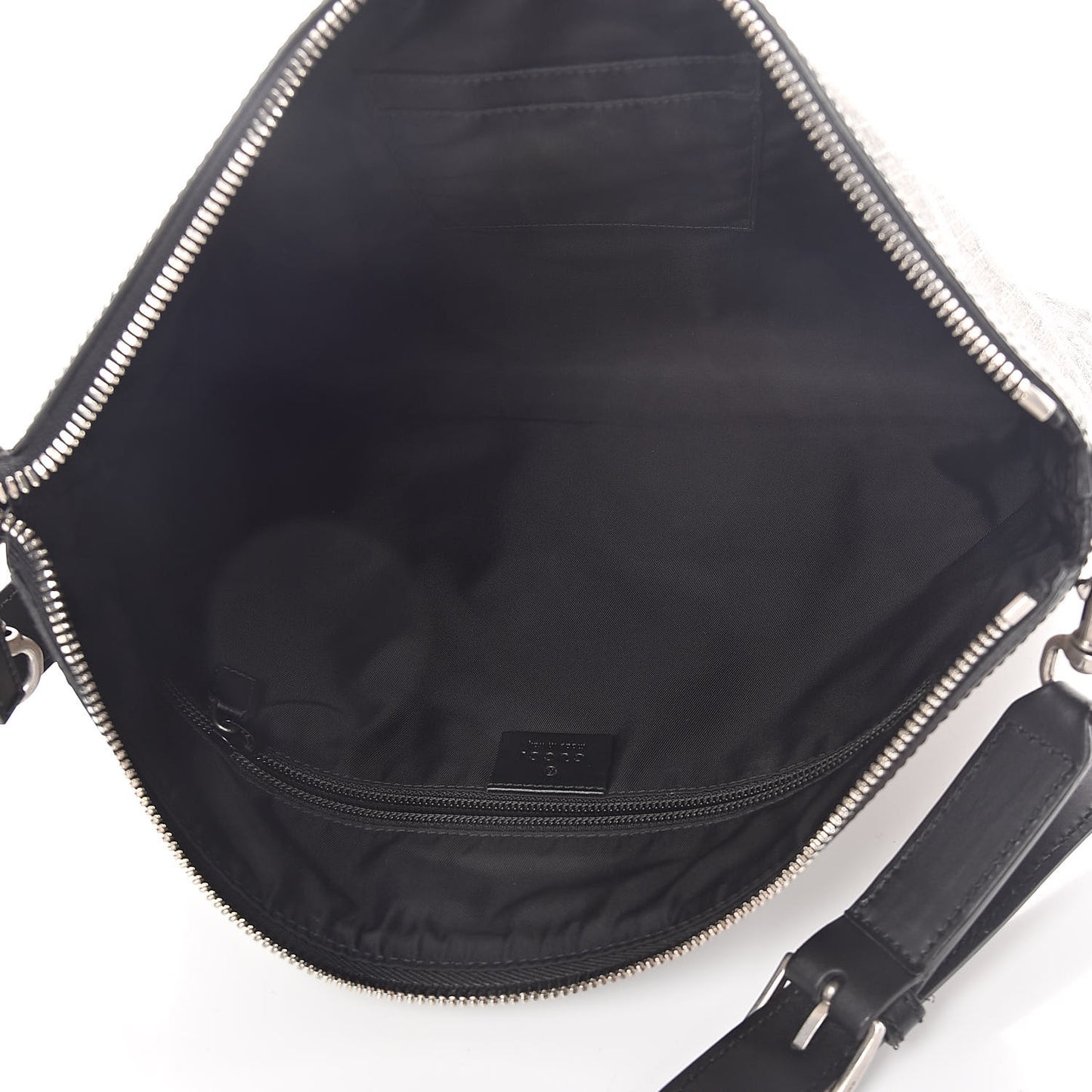 GG Supreme Monogram Calfskin Web Medium Flat Messenger Bag Beige Ebony Black
