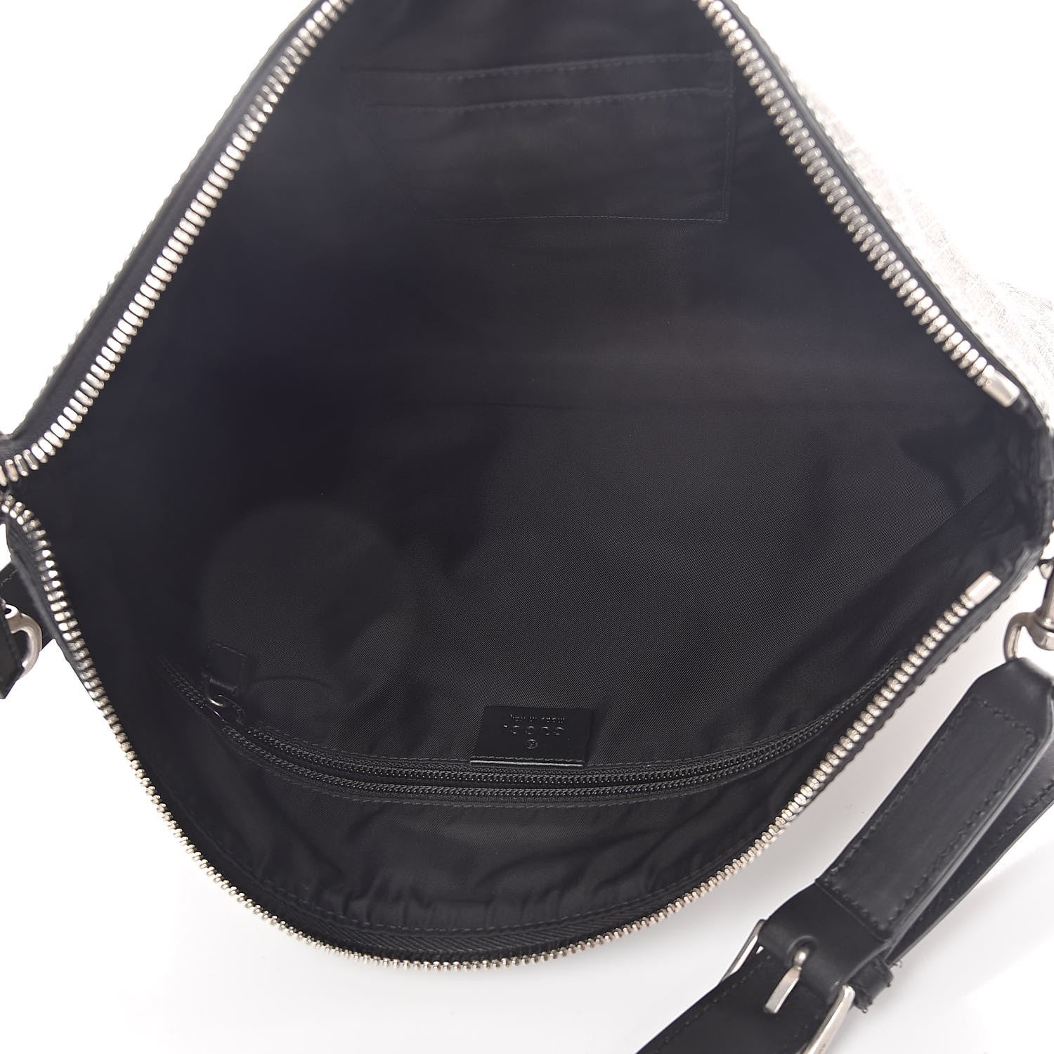 Gucci GG Supreme Monogram Calfskin Web Medium Flat Messenger Bag Beige Ebony Black 5 of 9