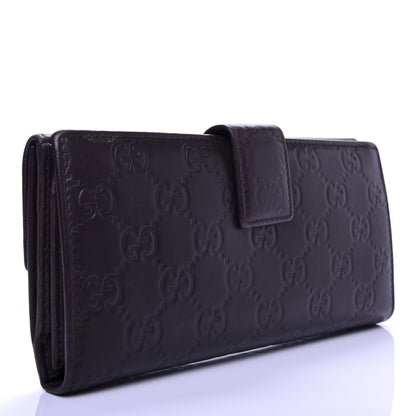 Gucci Guccissima Margaux Calfskin Metal Bar Continental Flap Wallet Chocolate 3 of 8