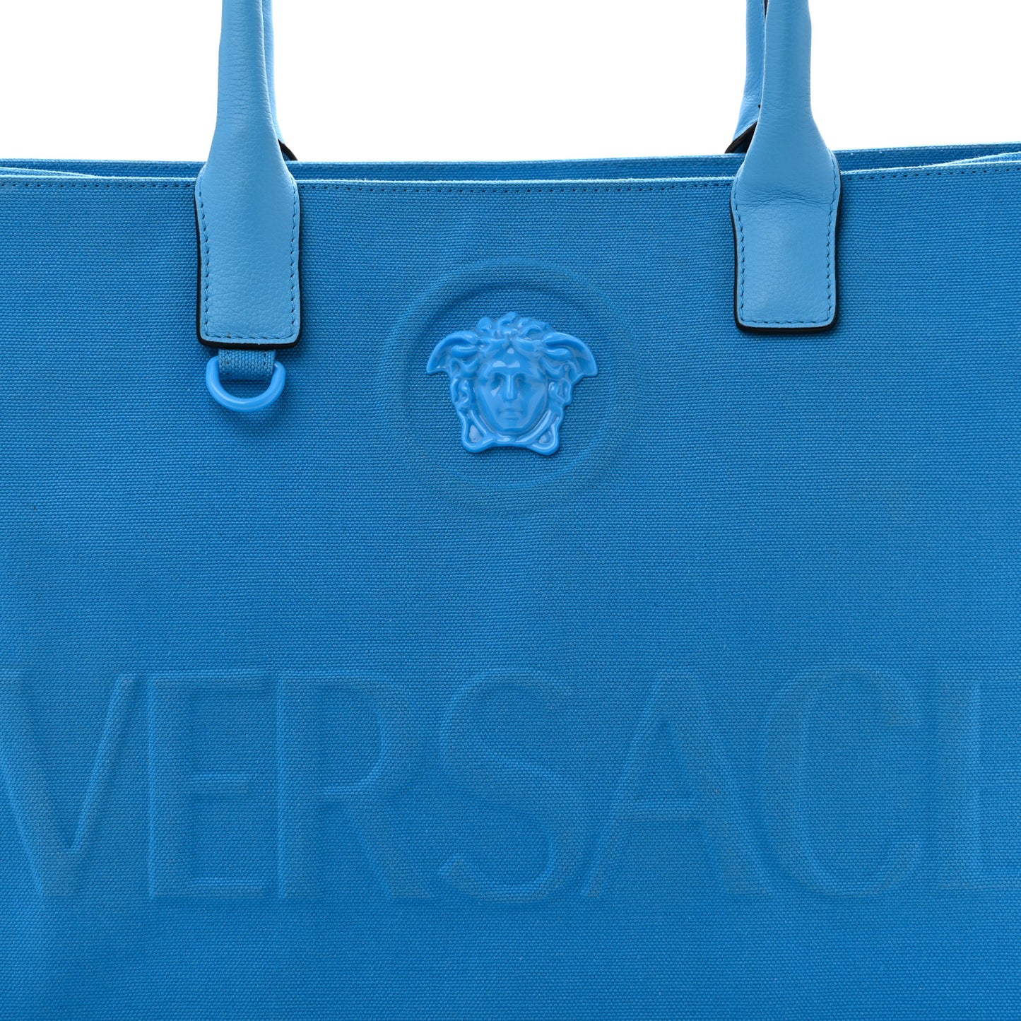 Canvas Calfskin La Medusa Tote Bag Blue