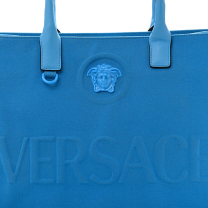 Versace Canvas Calfskin La Medusa Tote Bag Blue 6 of 13
