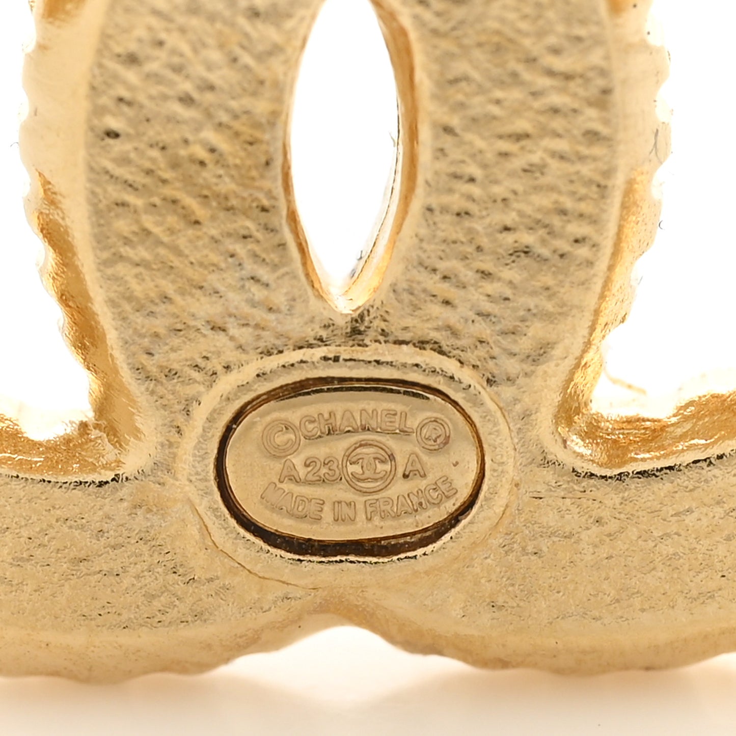 Metal Enamel CC Earrings Gold White