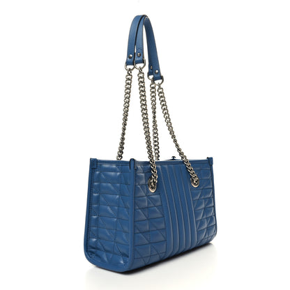 Gucci Calfskin Matelasse Aria Small GG Marmont Shoulder Tote Clear Blue 3 of 10
