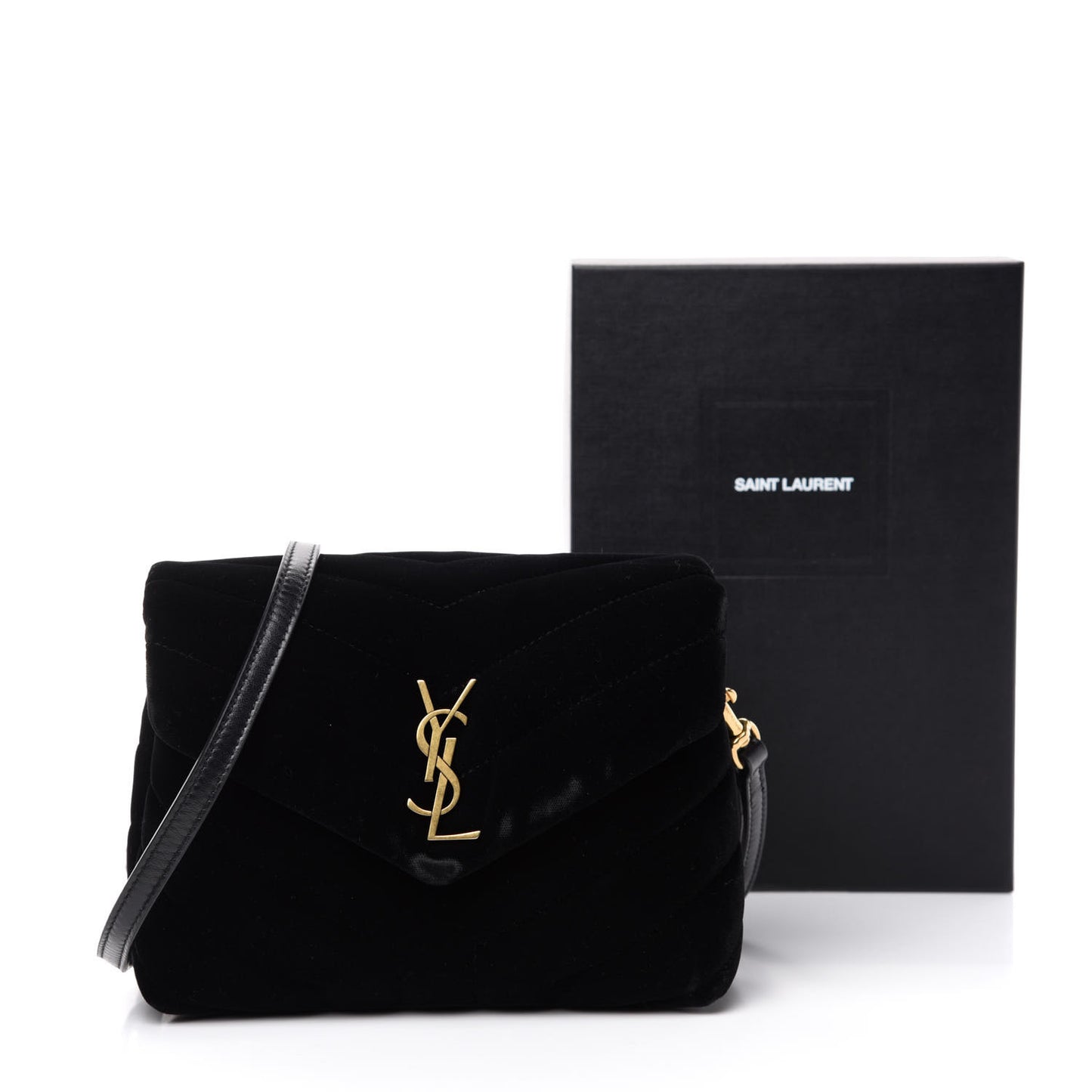 Velvet Y Quilted Monogram Toy Loulou Chain Satchel French Black
