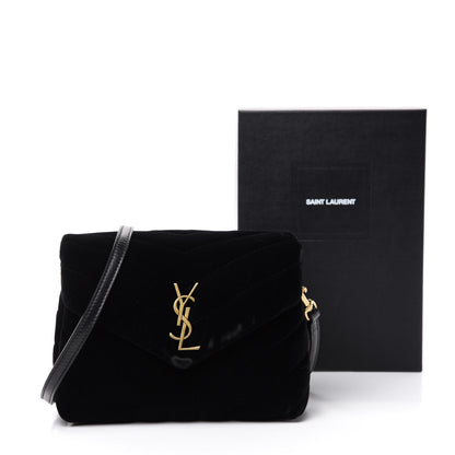 Saint Laurent Velvet Y Quilted Monogram Toy Loulou Chain Satchel French Black 13 of 13