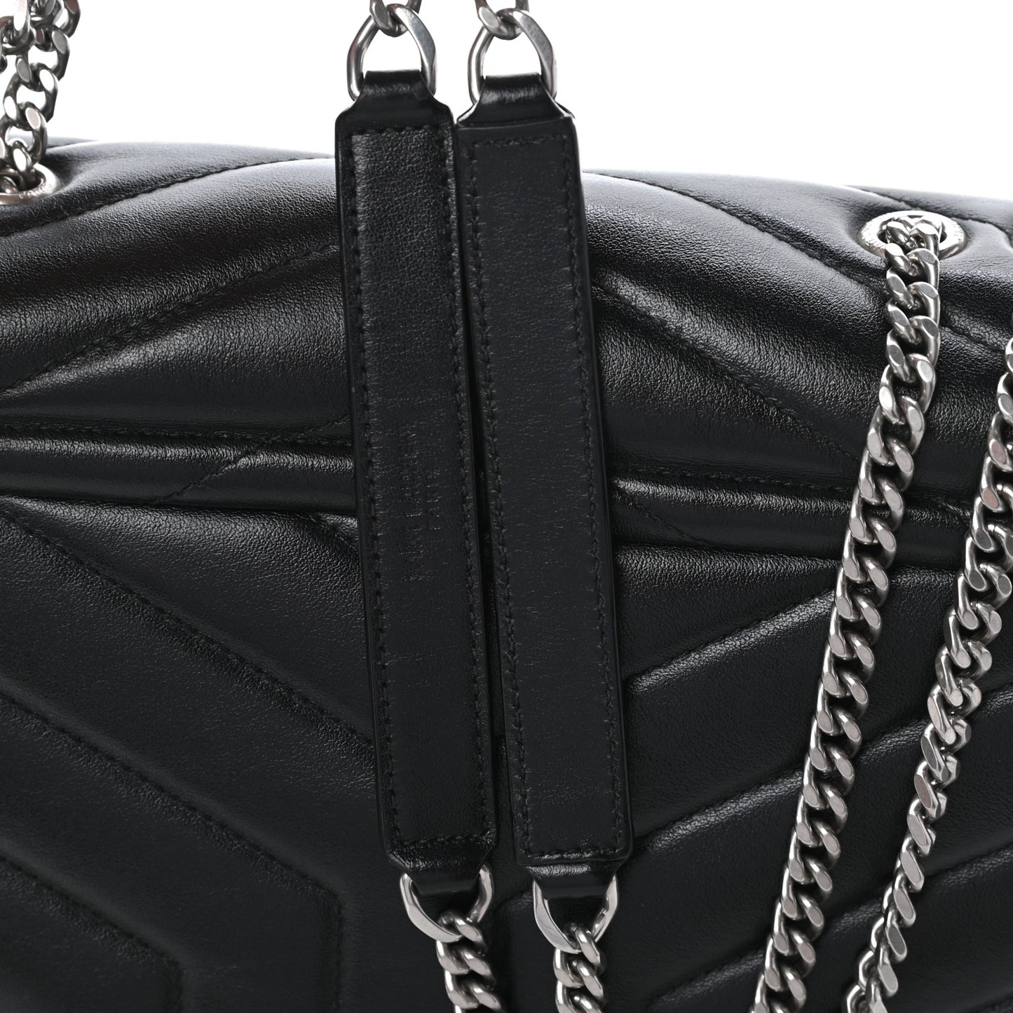 Calfskin Y Quilted Monogram Small Loulou Chain Satchel Black