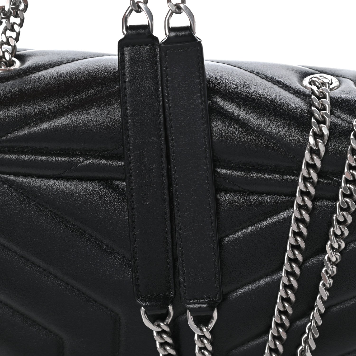Saint Laurent Calfskin Y Quilted Monogram Small Loulou Chain Satchel Black 7 of 11