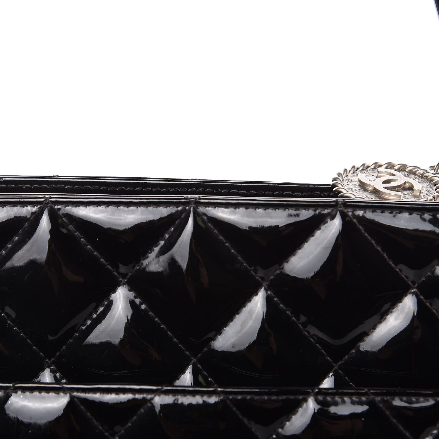 Chanel Patent Quilted Medallion Tote Black 14 of 17