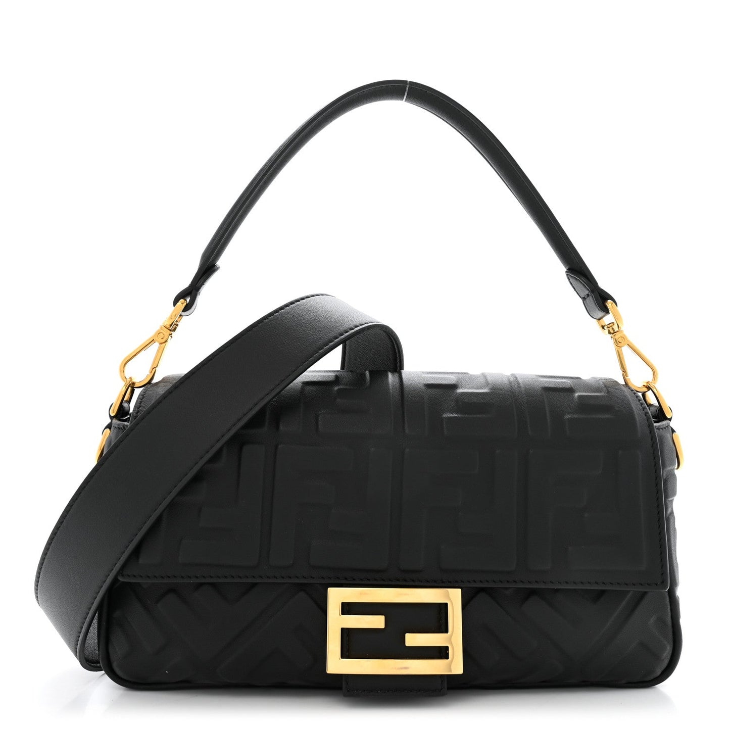 Nappa FF 1974 Embossed Baguette Black
