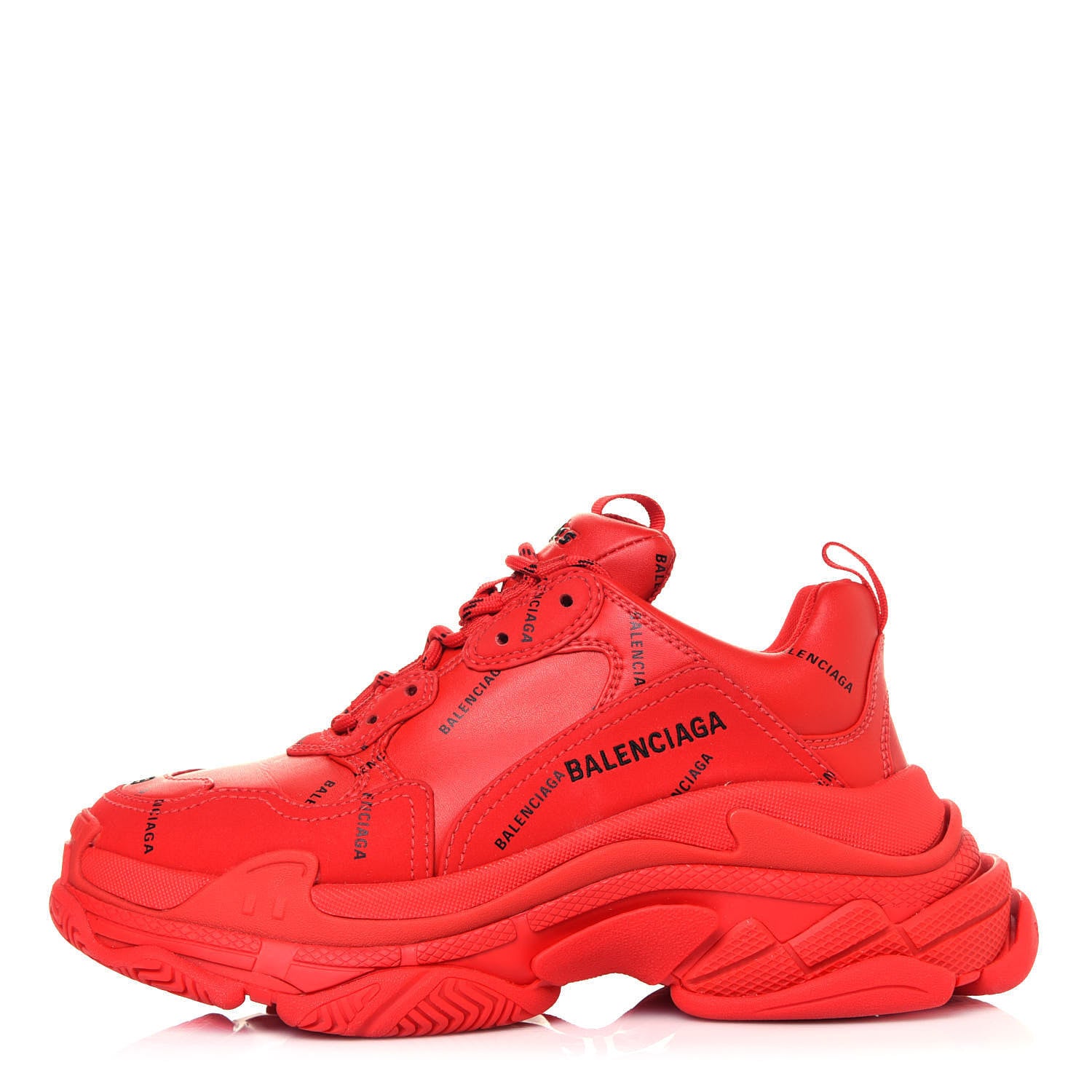 Balenciaga Technical Fabric Mesh Allover Logo Mens Triple S Sneakers 39 Red Black 1 of 6
