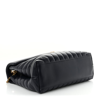 Saint Laurent Calfskin Y Quilted Monogram Medium Loulou Chain Satchel Deep Marine 4 of 10