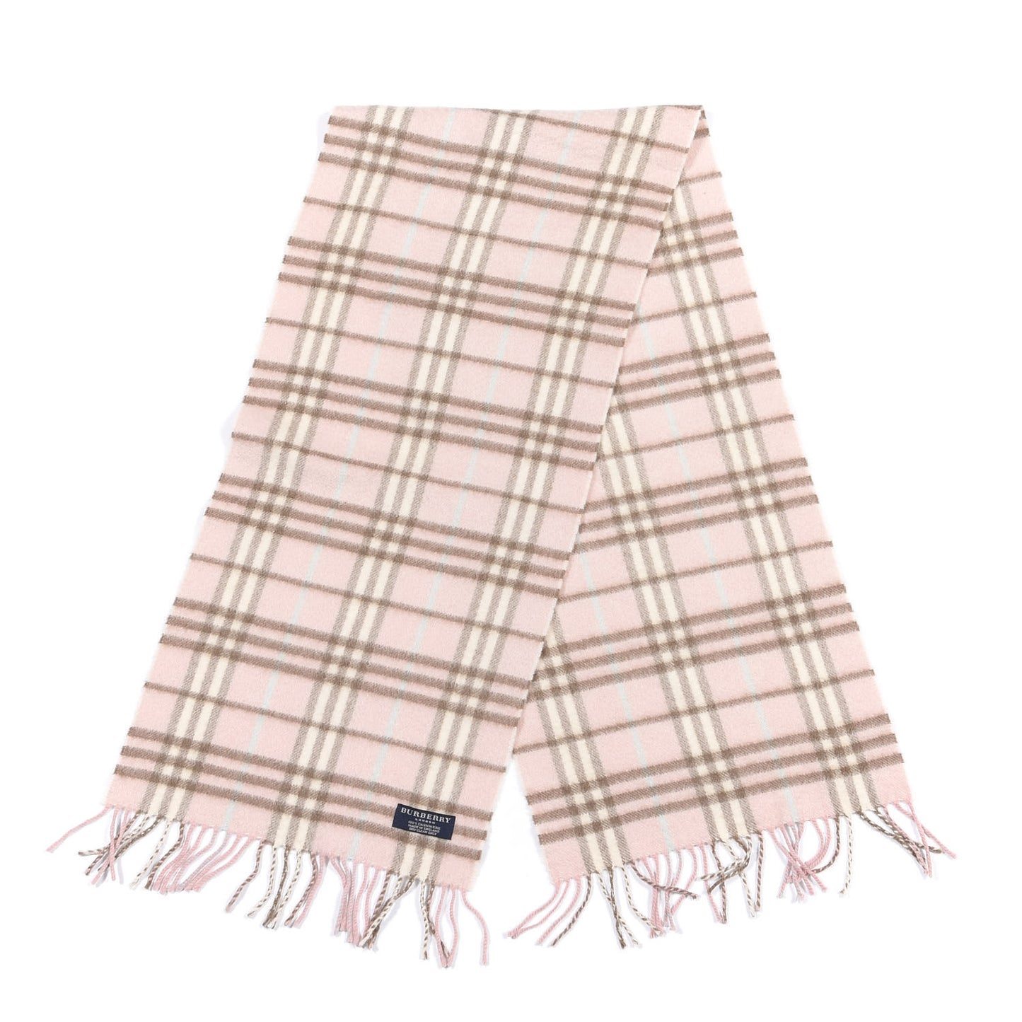 Cashmere Check Fringe Scarf Pink
