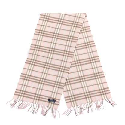 Burberry Cashmere Check Fringe Scarf Pink 2 of 3