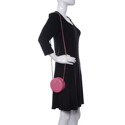 Chanel Caviar Quilted Gripoix CC Round Clutch With Chain Pink 2 of 11