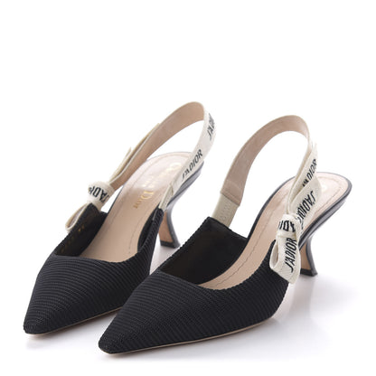 Christian Dior Technical Canvas Ribbon J Adior Slingback 65mm Pumps 35 Black 3 of 9