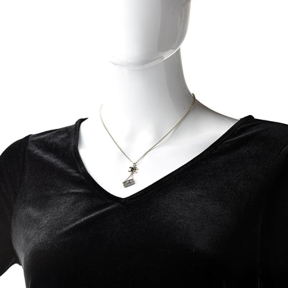 Chanel Enamel Pearl CC Bag Drop Necklace Black Gold 2 of 6