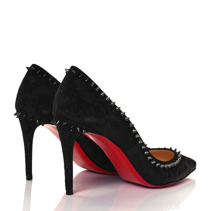 Christian Louboutin Veau Velours Anjalina 85 Pumps 34.5 Black Gun 4 of 8