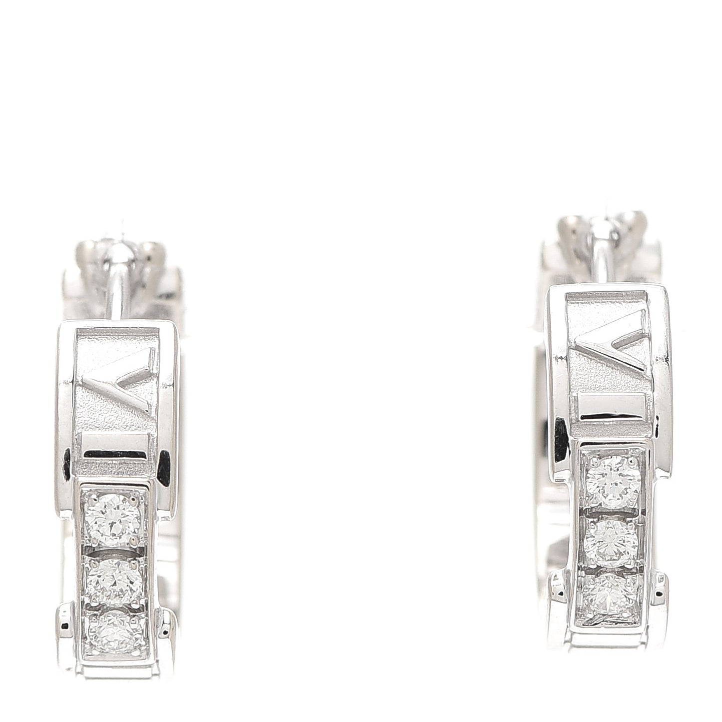 18K White Gold Diamond Atlas Hoop Earrings