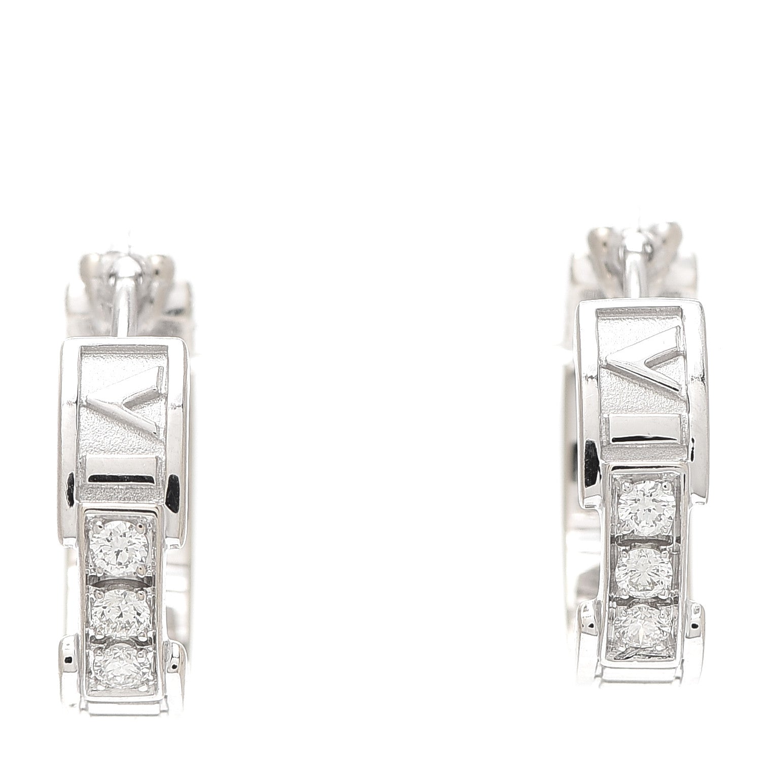 Tiffany 18K White Gold Diamond Atlas Hoop Earrings 1 of 6