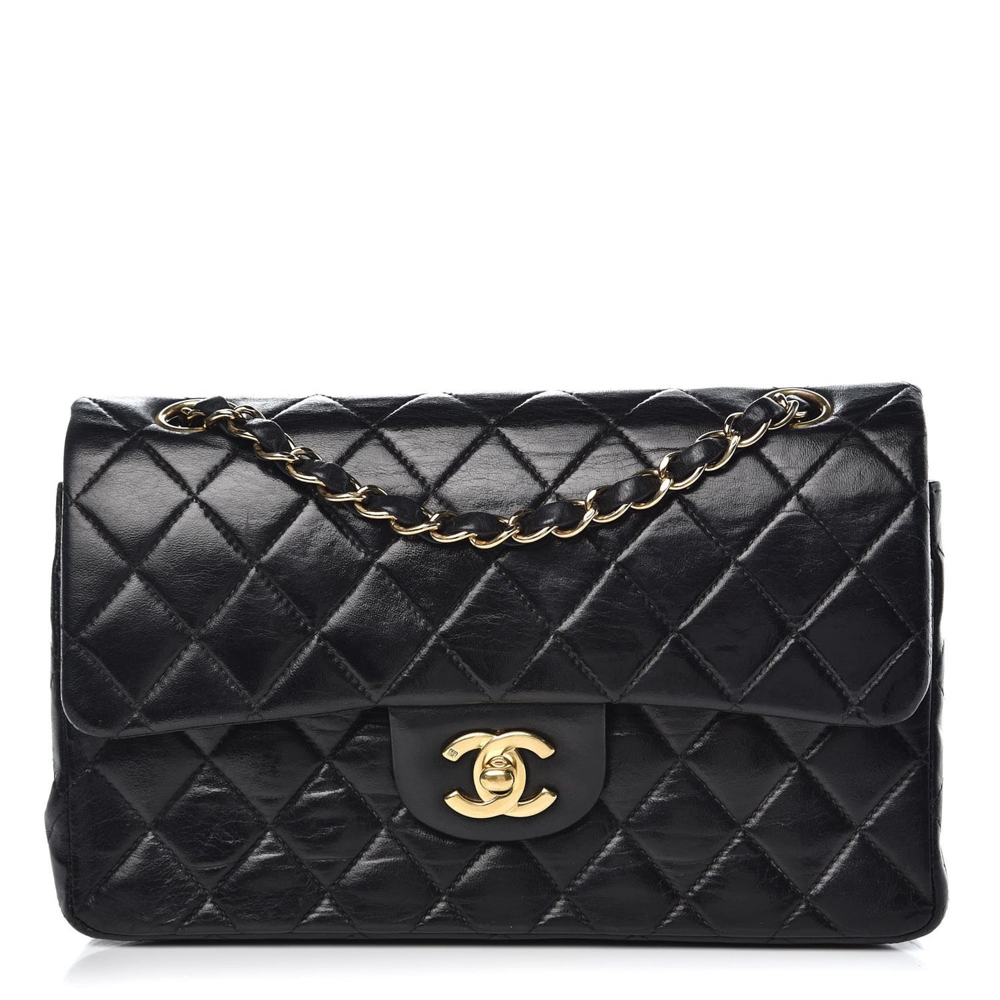 Lambskin Quilted Small Double Flap Black
