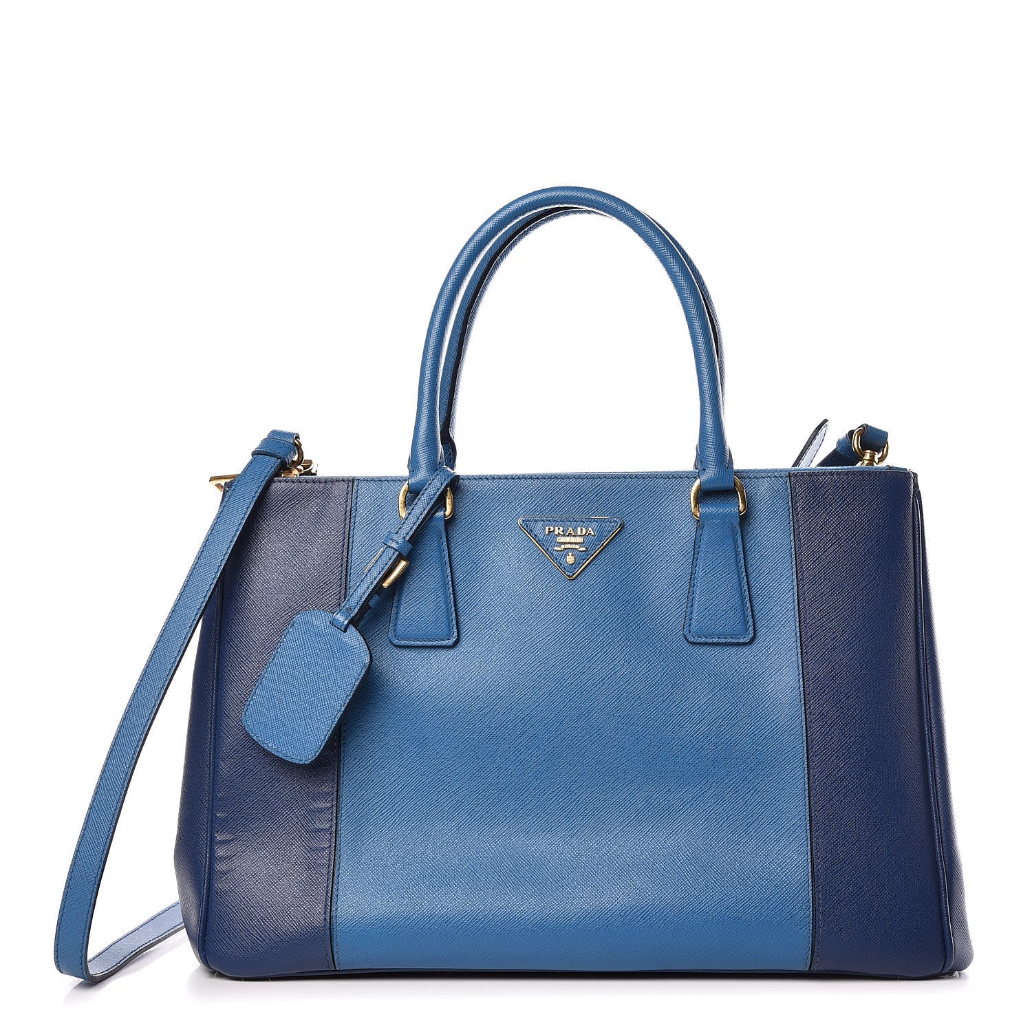 Prada Saffiano Lux Colorblock Medium Galleria Double Zip Tote Bluette Cobalto 1 of 13