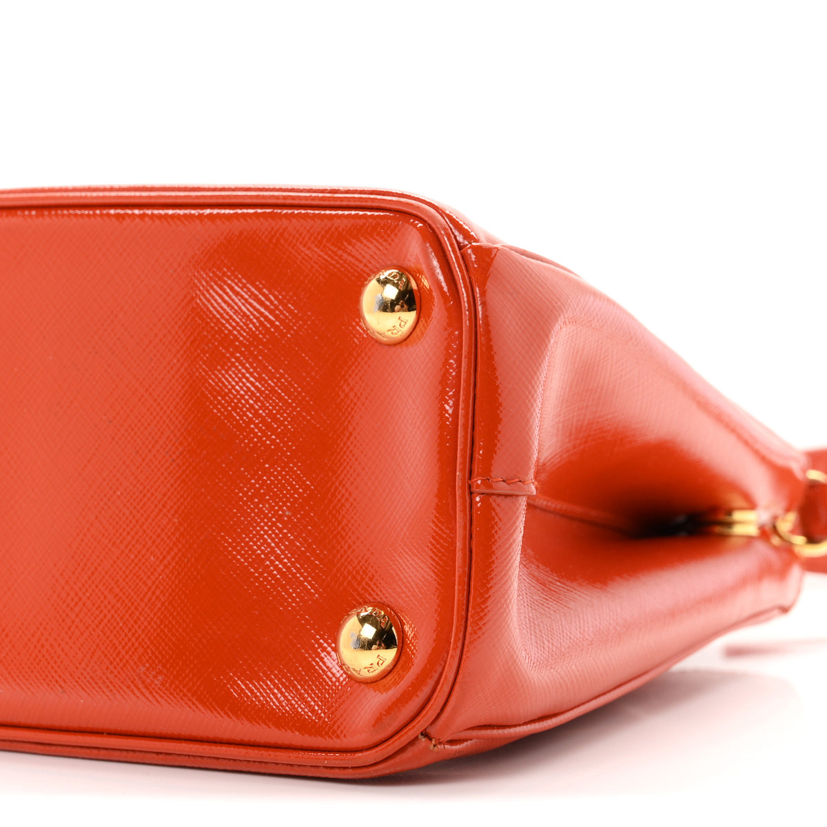 Prada Saffiano Vernice Small Galleria Double Zip Tote Papaya 10 of 10