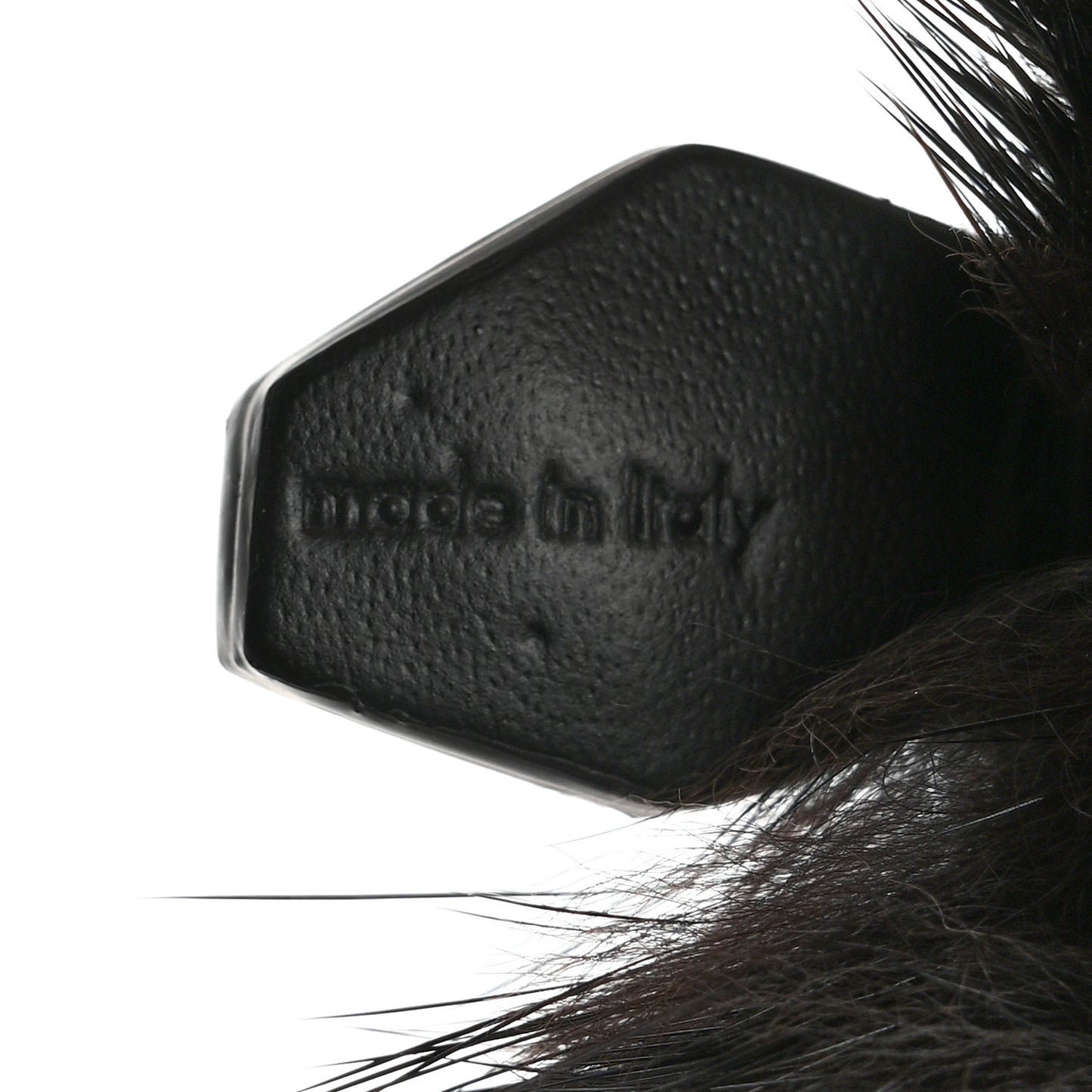 Calfskin Mink Fur Panda Bag Charm Key Holder Black