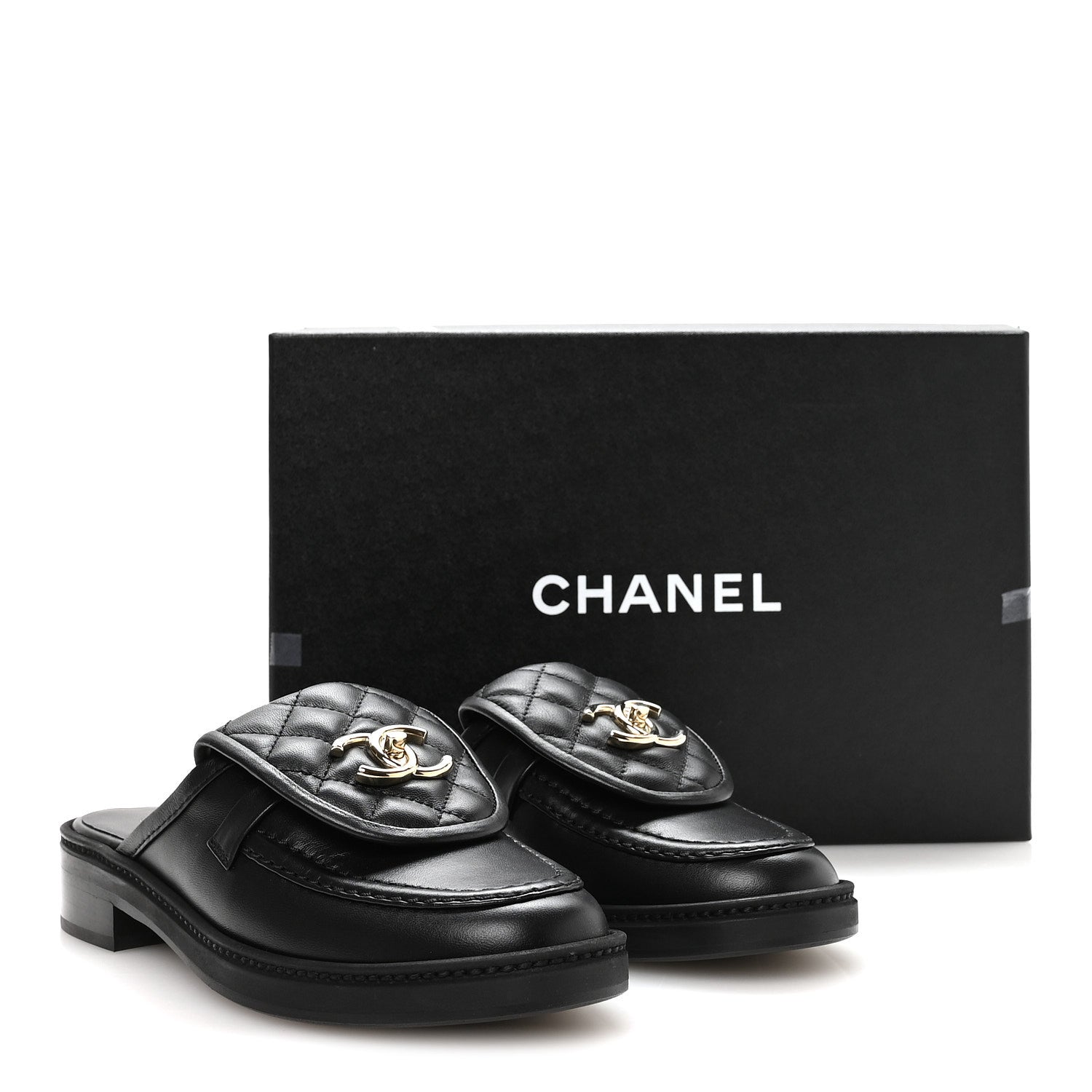 Chanel Lambskin Quilted CC Turnlock Mules 36 Black 9 of 9