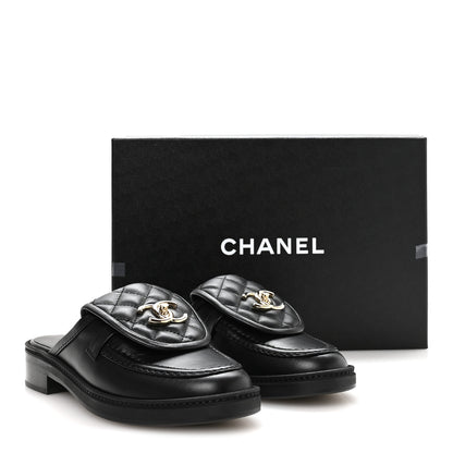 Chanel Lambskin Quilted CC Turnlock Mules 36 Black 9 of 9