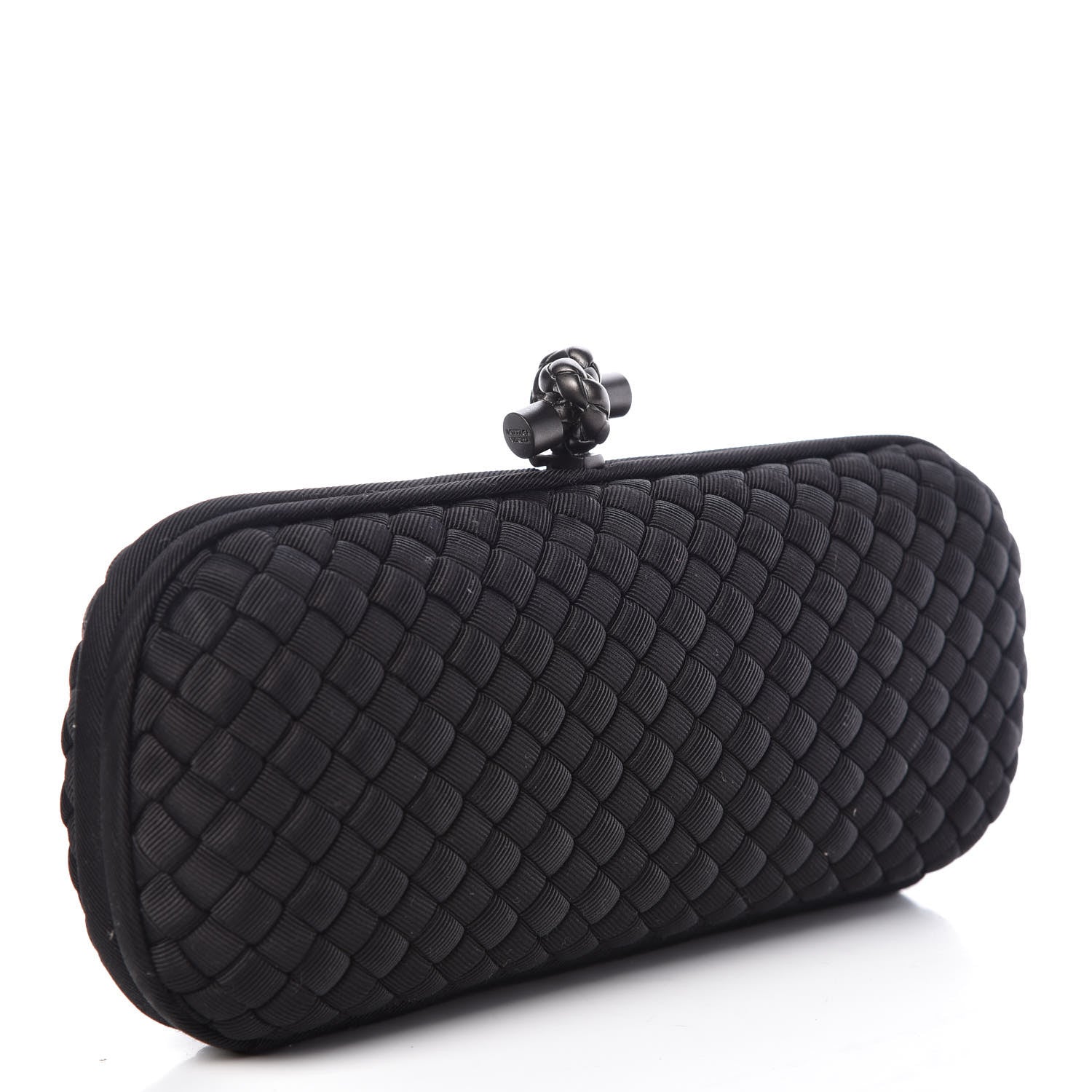 Bottega Veneta Satin Intreccio Impero Stretch Knot Clutch Black 3 of 8