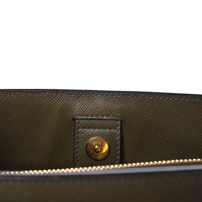 Prada Saffiano Lux Bi-Color Medium Tote Militare Black 9 of 13