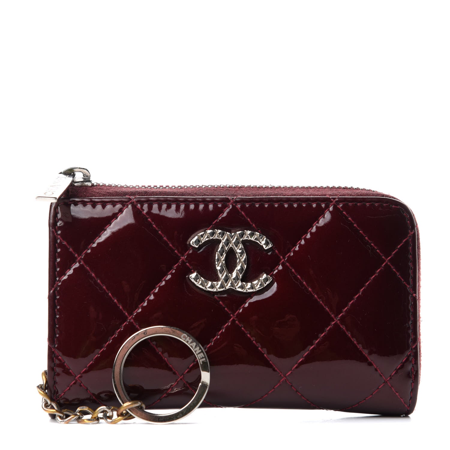 Chanel Patent Quilted Brilliant Key Holder Case Light Burgundy 1 of 8