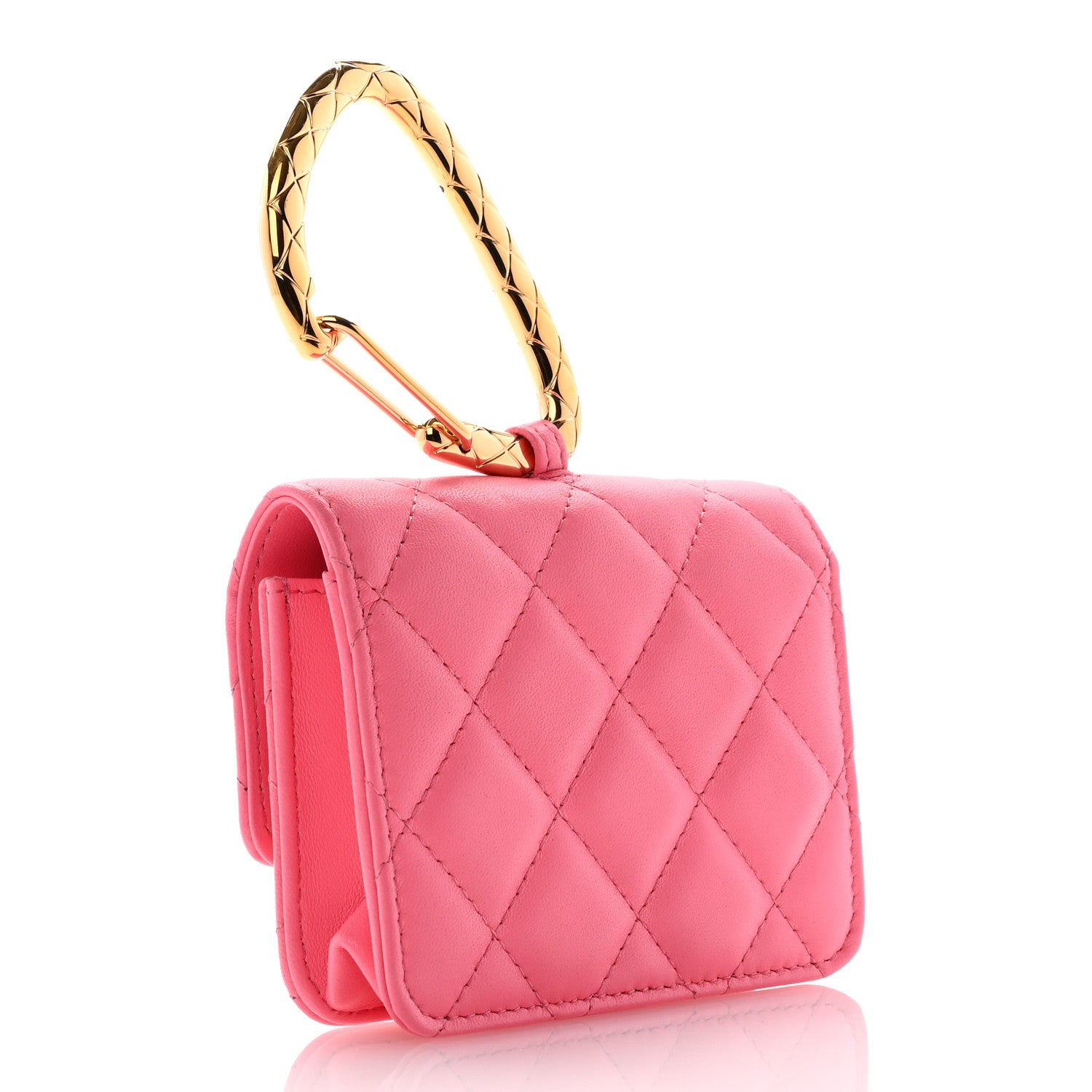 Chanel Lambskin Quilted CC Hook Card Holder Pink 3 of 8