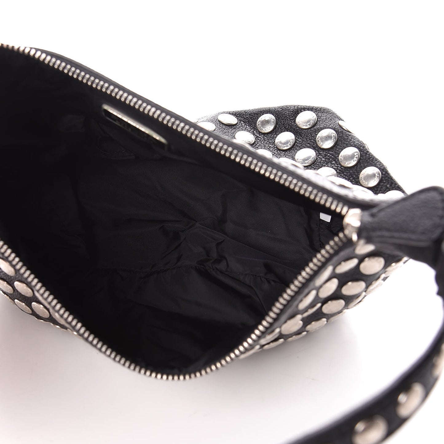 Muflone Metal Studded Necessaire Shoulder Bag Black