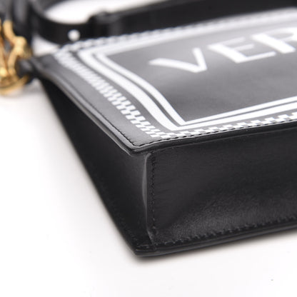 Versace Calfskin 90's Vintage Logo Crossbody Clutch Black White 9 of 10