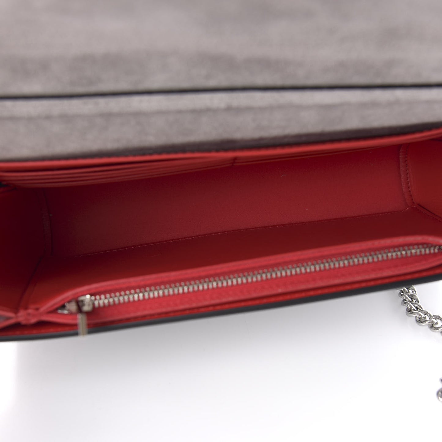Calfskin Patent Suede Sequin Paloma Disco Ribbon Clutch Silver Black