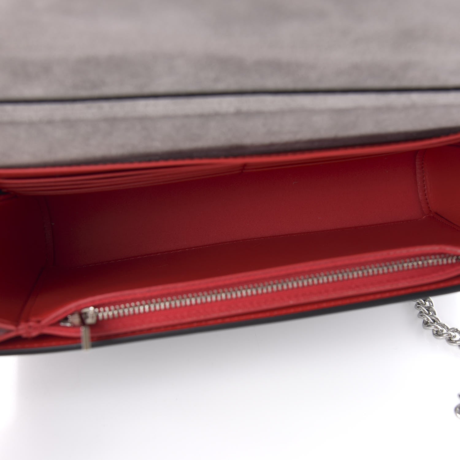 Christian Louboutin Calfskin Patent Suede Sequin Paloma Disco Ribbon Clutch Silver Black 5 of 11