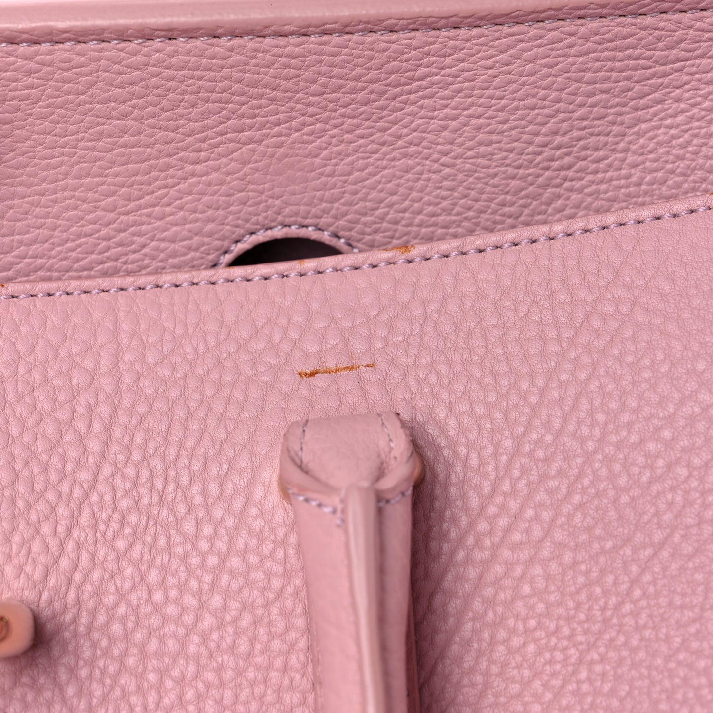 Grained Calfskin L Tube Round Tote Rose