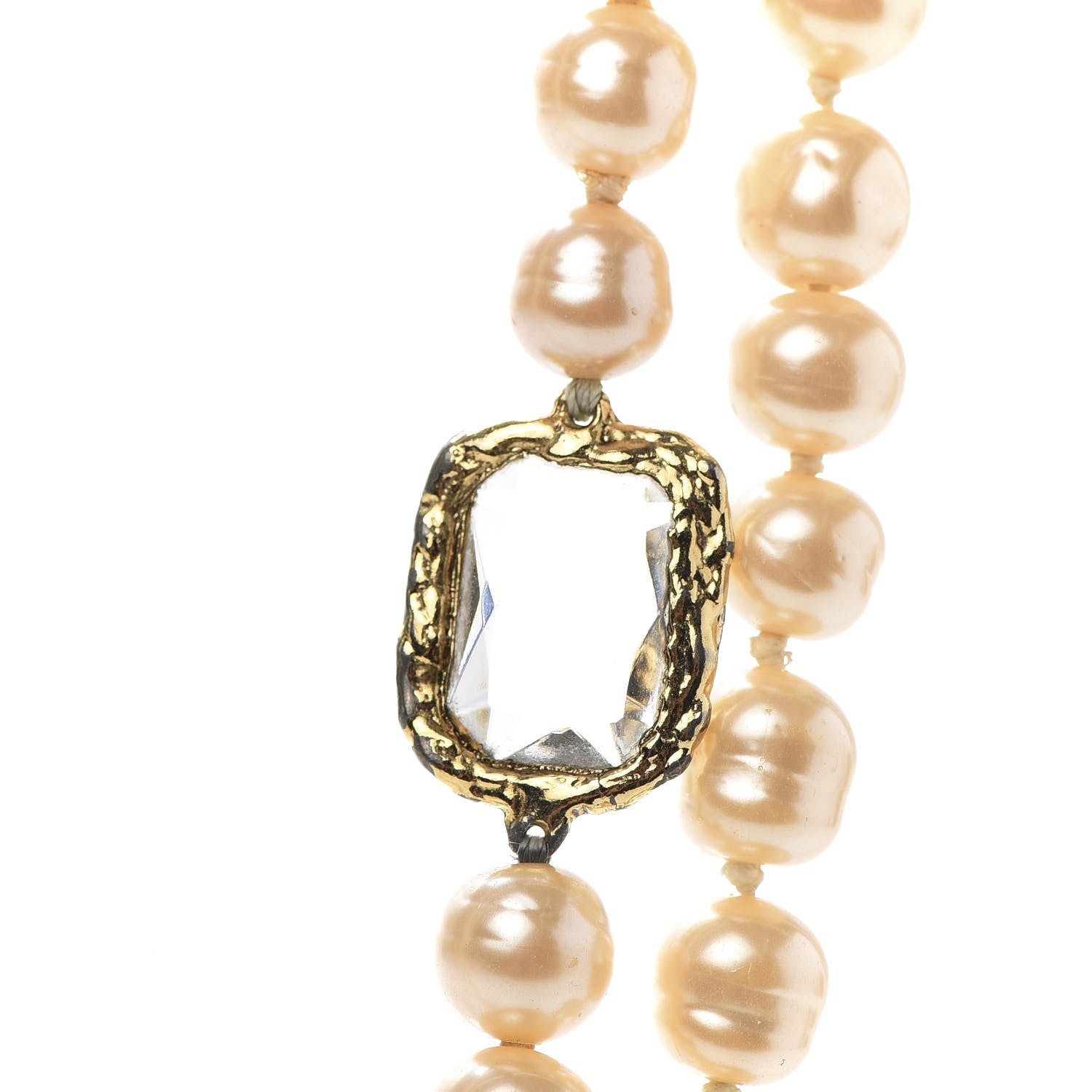 Chanel Pearl Swarovski Crystal Chicklet Sautoir Necklace Gold 4 of 9