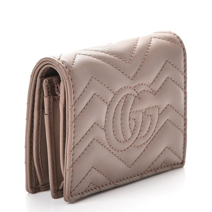 Gucci Calfskin Matelasse GG Marmont Card Case Wallet Porcelain Rose 3 of 8
