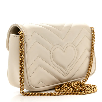 Gucci Calfskin Matelasse Super Mini GG Marmont Shoulder Bag White 3 of 13