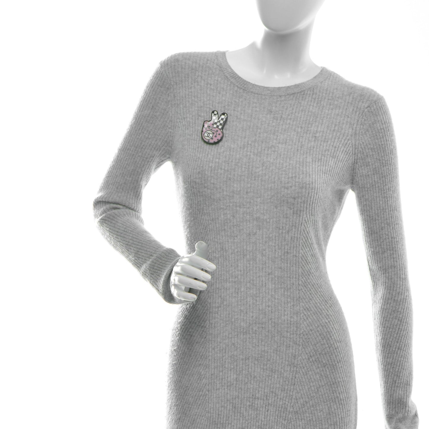 Resin Peace Sign Emoji Brooch Pink