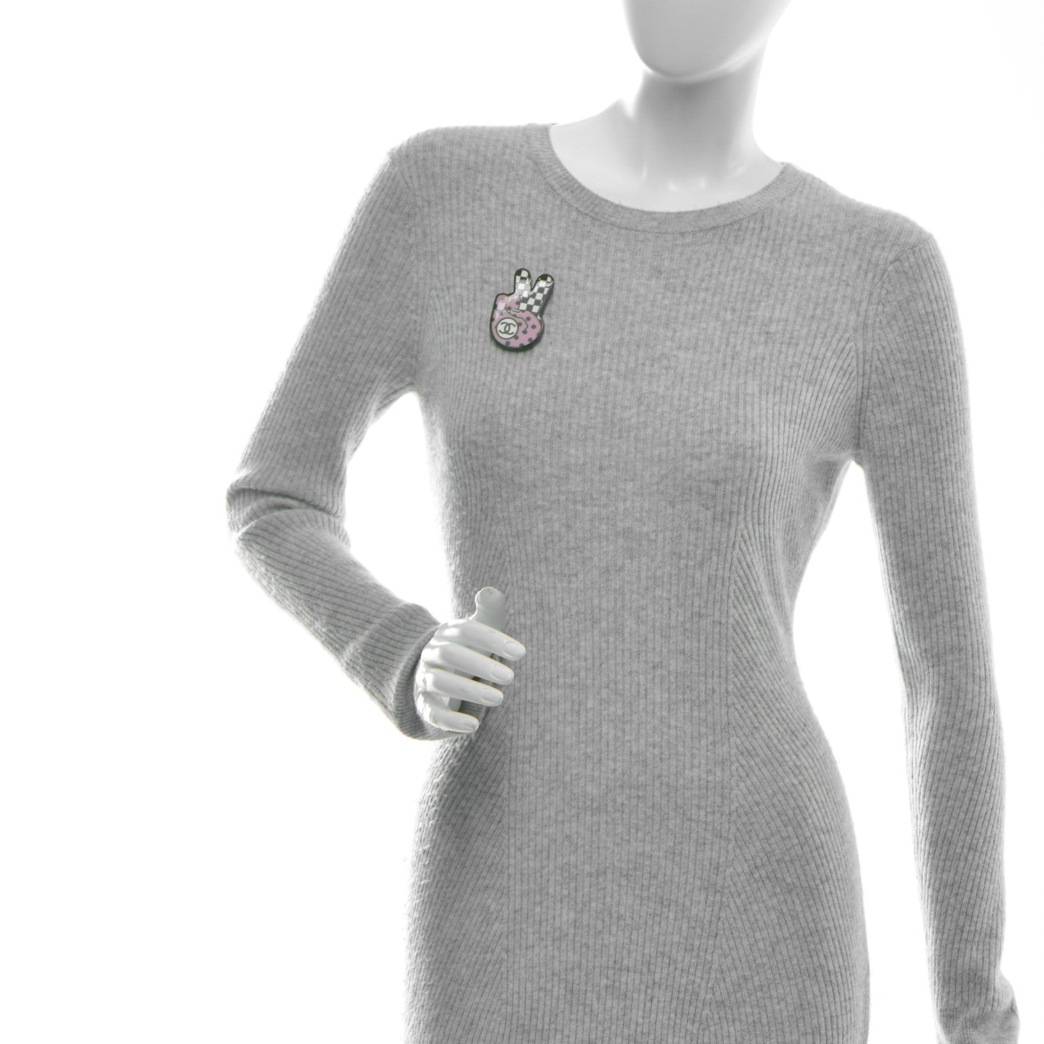 Chanel Resin Peace Sign Emoji Brooch Pink 2 of 4