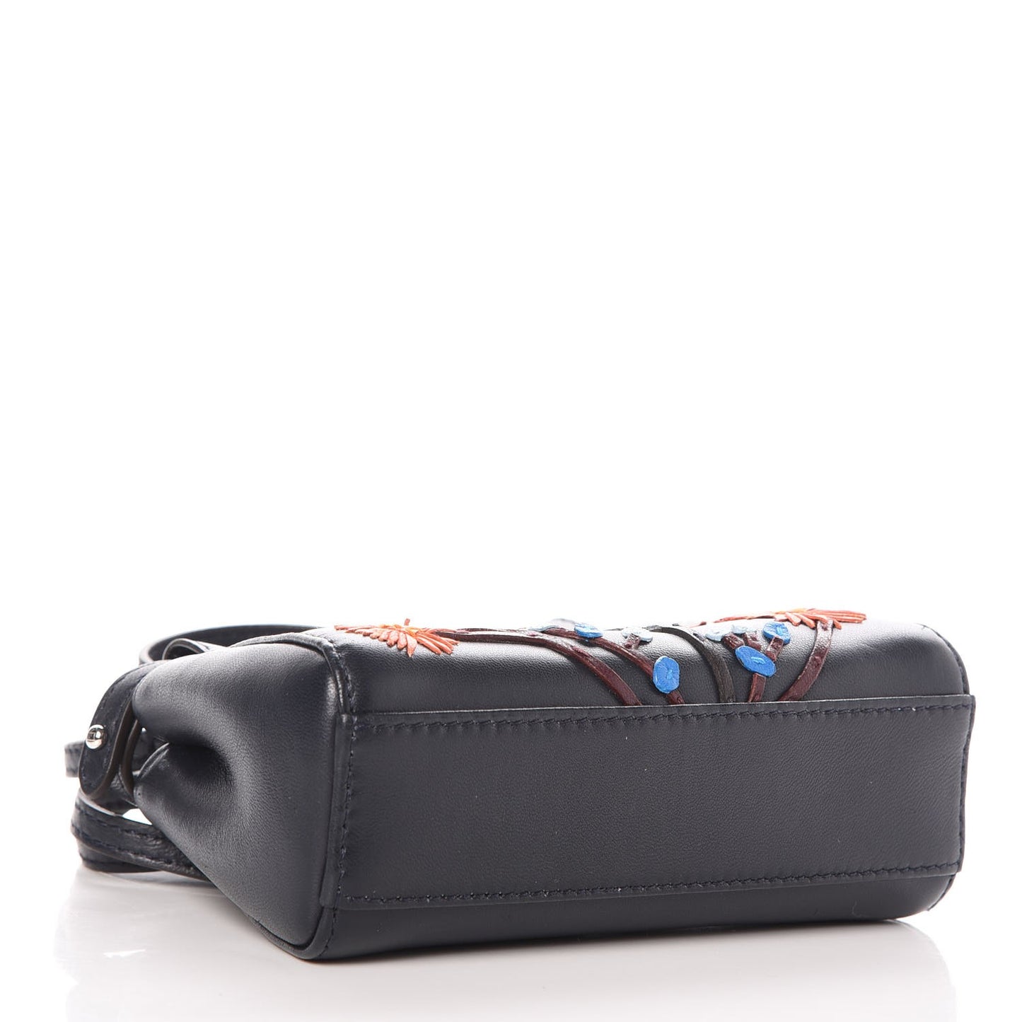Shiny Nappa Botanic Garden Embroidered Micro Peekaboo Iconic Satchel Ocean Arancio
