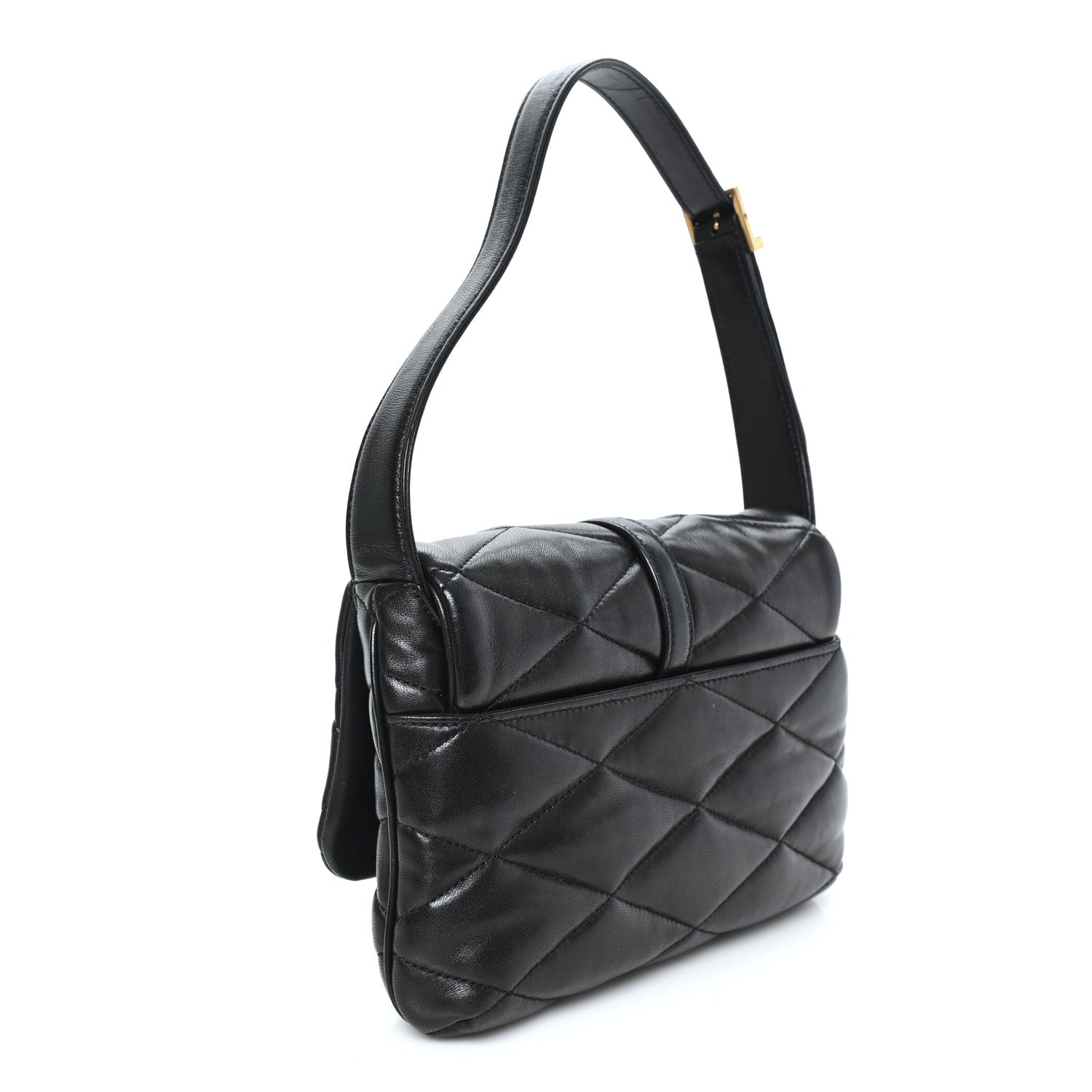 Saint Laurent Lambskin Quilted Le 57 Diamond Shoulder Bag Black 3 of 10