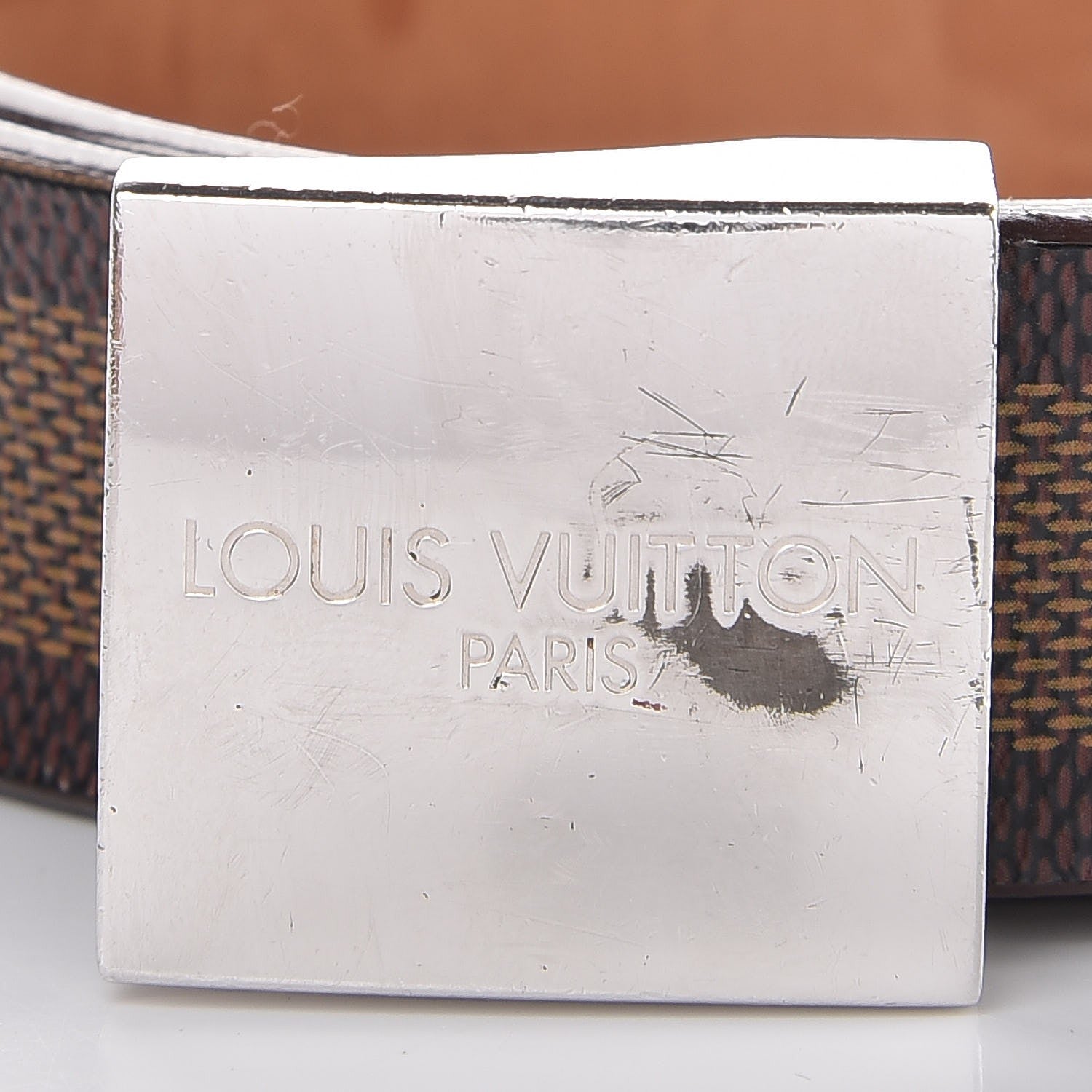 Louis Vuitton Damier Ebene LV Paris Buckle Belt 75 30 Silver 4 of 12