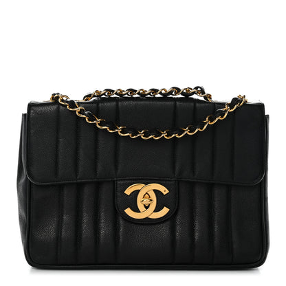 Chanel Caviar Vertical Quilted Jumbo Single Flap Black 1 of 12