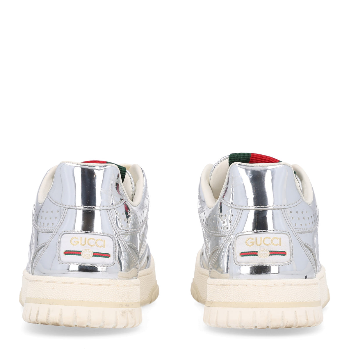 Guccissima Mirror Effect Womens Re-Web Sneakers 37 Silver