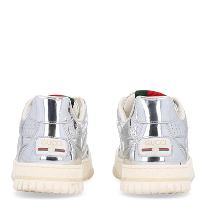 Gucci Guccissima Mirror Effect Womens Re-Web Sneakers 37 Silver 9 of 14